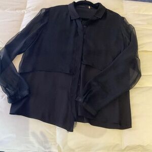 Elie Tahari black silk blouse large
